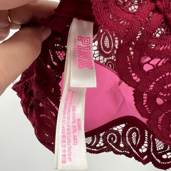 Victoria's Secret PINK Racerback Lace Lined Push Up Bra Bralette Comfort Medium - Picture 6 of 9